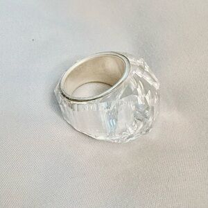 Swarovski Crystal Silver and White Faceted Dome Ring